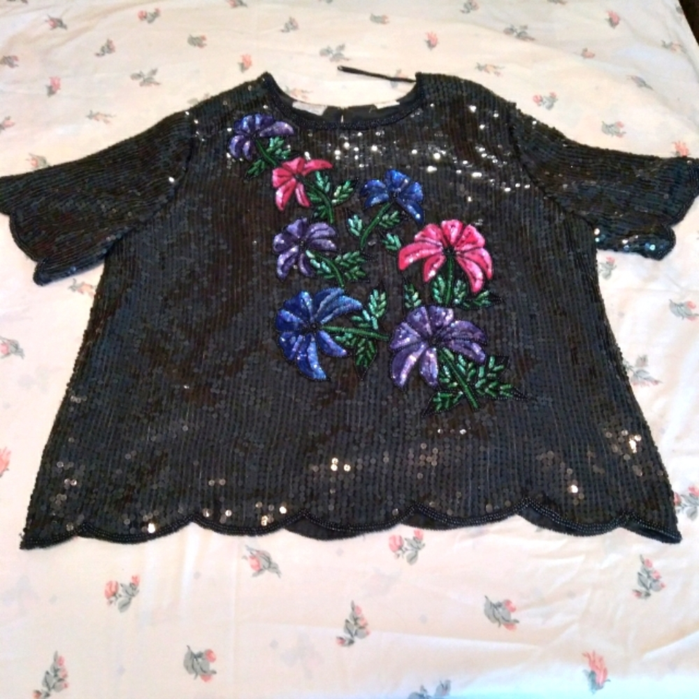 Vintage Stenay Sequined Beaded Top